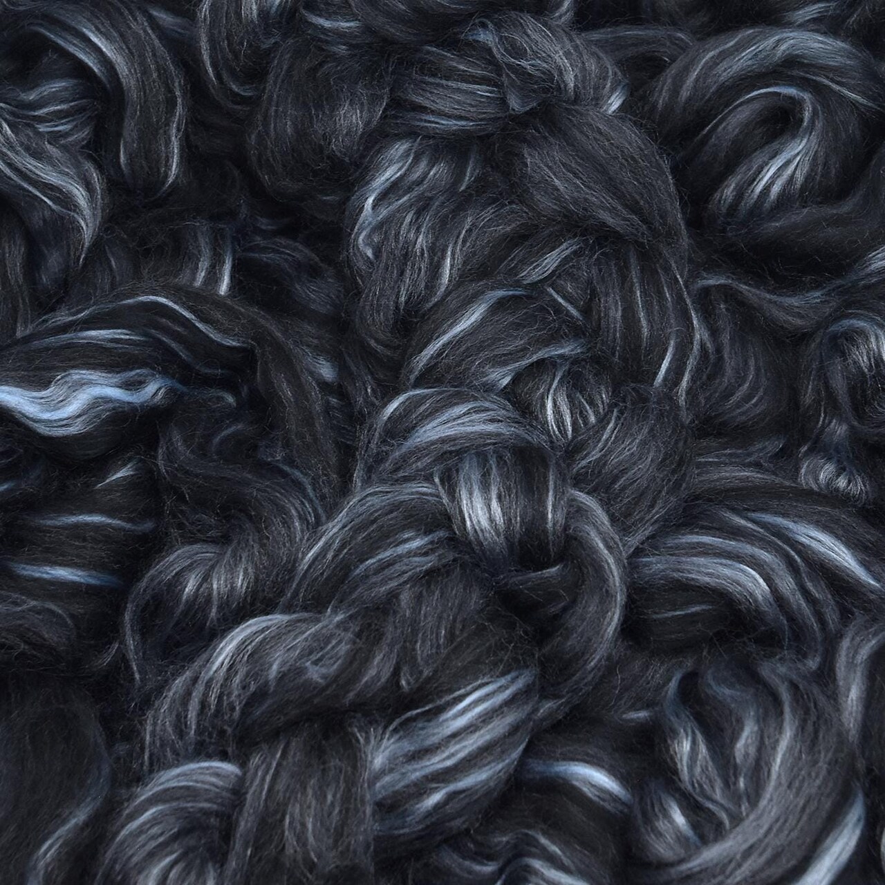 Designer Blend Merino Wool and Bamboo Top Roving. Fancy, Colorful, Exotic - Limited Edition. Dark & Stormy